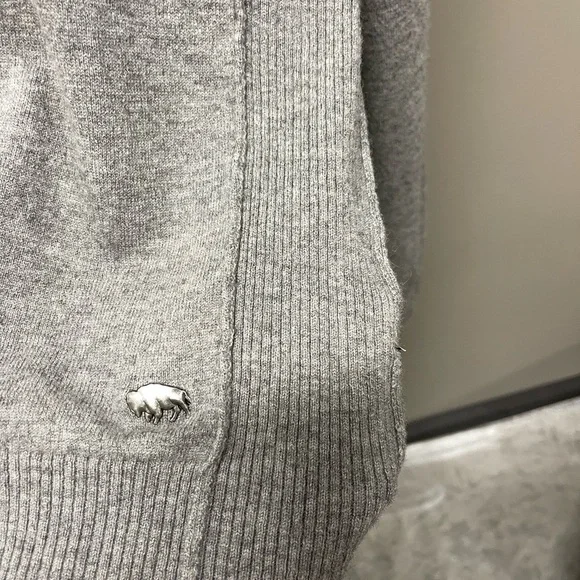 Buffalo David Bitton Light Gray V-Neck Sweater lambs wool - Picture 2 of 5